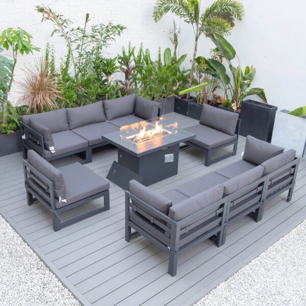 Miami, Nine Piece Set With Dark Grey Cushions