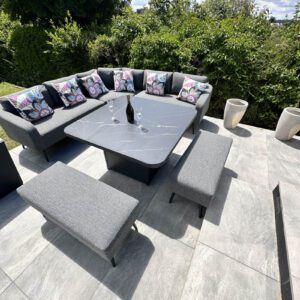 Orlando Fabric Garden Set With Rising Table With Free Rain Covers