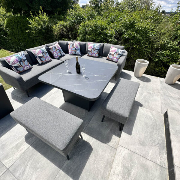 Orlando Fabric Garden Set With Rising Table With Free Rain Covers