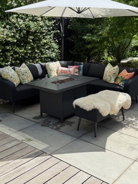 Orlando Charcoal Black Fabric Garden Set With Fire Pit table With Free Rain Covers - Image 6