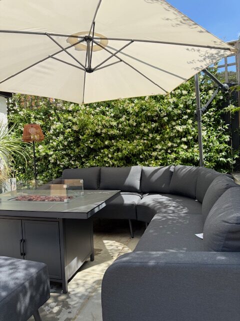 Orlando Charcoal Black Fabric Garden Set With Fire Pit table With Free Rain Covers - Image 8
